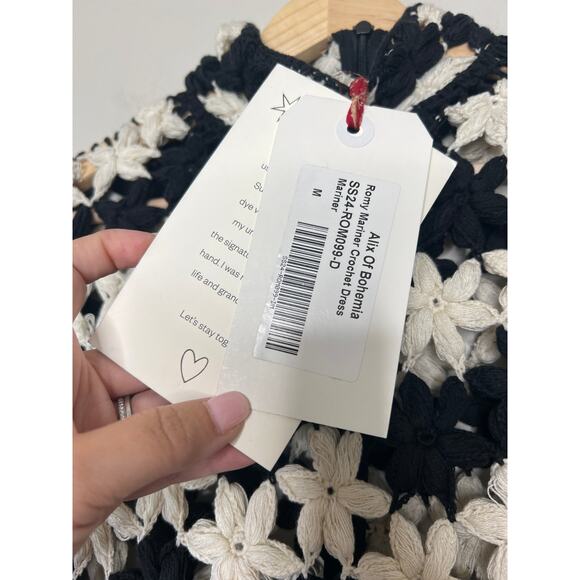 NWT Alix of Bohemia Romy Cotton Crochet Mini Dress Blue Mariner Size: Medium - Picture 6 of 9